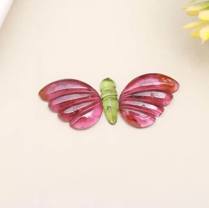 AA+ Rosa Turmalin Schmetterlingsform Geschnitzt Perlen Edelstein 16 mm Lose 3 Steine - Bild 1 von 3