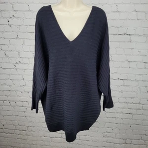 NWT NY&C Soho Jeans Black Knit Slouchy Dolman V Neck Pullover Sweater Size XL - Picture 1 of 13