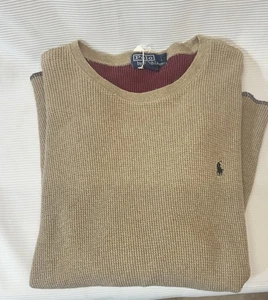 Polo By Ralph Lauren Tan Camel Waffle Pullover L - Picture 1 of 7