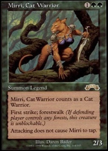 MTG Mirri, Cat Warrior, Exodus, Heavily Played, English - Image 1 of 1