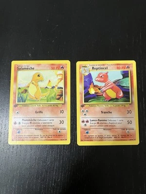 Pokemon FRENCH 1st Edition Base Set Salameche & REPTINCEL 24/102 46/102 - Image 1 of 4