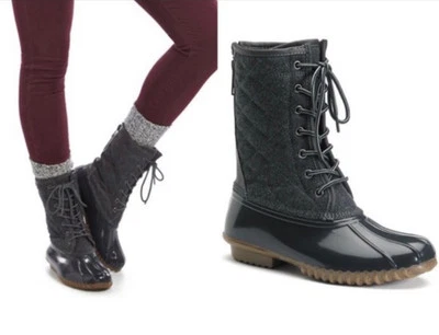 Madden Girl Frolic8.5 Waterproof Bottom Boots Gray Mid-Calf Duck Quilted Zip - Image 1 of 4