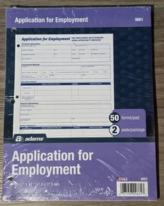 Adams 9661 Application for Employment Forms 50 Two Sided Forms 2 Pads / Package - Picture 1 of 6