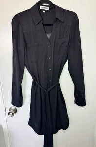 Express Womens Medium Black The Portofino Shirt Dress Button Down - Picture 1 of 8