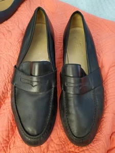 Gucci Vintage Penny Loafers Black Leather Dress Shoes Size 10.5 US 10 1/2 D - Picture 1 of 14