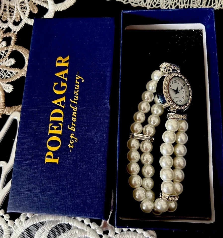 Ladies Quartz Watch with Pearl Bracelet Bridal Jewellery Gift Wedding Elegant Watch NEW - Image 1 of 4