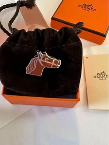 Hermes Scarf Ring Twilly Ring Cadreige Horse Motif Necklace Gold Brown - Picture 1 of 5