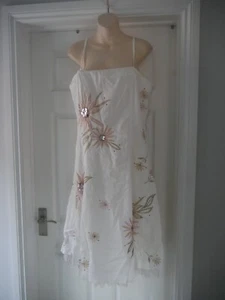 Designer Definitions Dress Size 16 White Embroidered Sequin Bead Wedding Guest - Picture 1 of 14