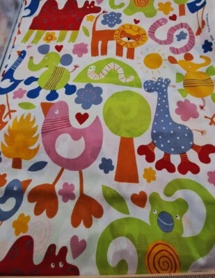 Barnslig Animal Cotton Multicolor Fabric 2008 Eva Lundgreen Ikea Sweden 6 yds - Image 1 of 4