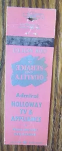 GAS, KANSAS: HOLLOWAY TV & ELETTRODOMESTICO FIAMMIFERO FIAMMIFERO COPERTINA -E - Foto 1 di 1