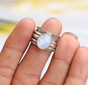 Moonstone Ring 925 Sterling Silver Ring Handmade Gemstone Ring Women's Ring - Picture 1 of 3