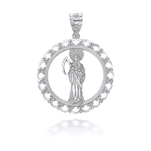 Silber Santa Muerte Schutzpatron des Todes, Schutz, Heilung Halskette S/M/L - Bild 1 von 5