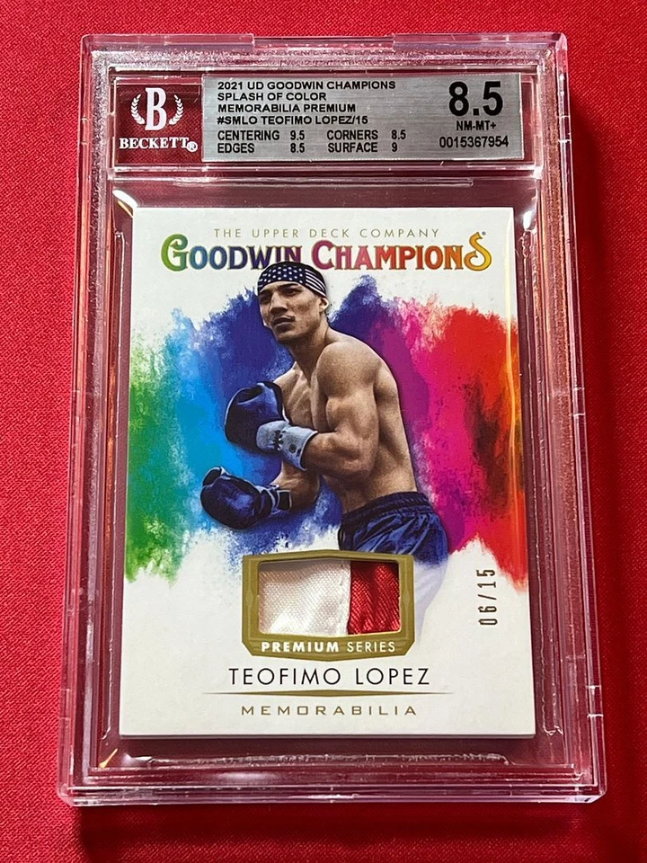 2021 Goodwin Champions TEOFIMO LOPEZ Splash Color Memorabilia /15 BGS 8.5 Pop 1 - Image 1 of 2