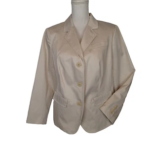 Talbots Blazer Woman Petite light beige Classic Jacket Office Size 14WP - Picture 1 of 14