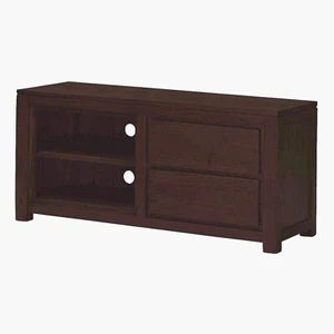 TANAKA SOLID MAHOGANY TV ENTERTAINMENT UNIT ETU 2 DRAWERS CHOCOLATE 120CM - Picture 1 of 2