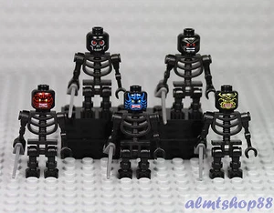 Lego-schwarzes Skelett Minifiguren mit Cutlass Krieger Schädel Fantasy Halloween Lot - Bild 1 von 8