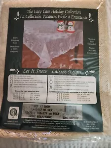 NUEVO Mantel de Encaje 52 x 70 Rectángulo Marfil Navidad Déjalo Nieve Hombre de Nieves - Imagen 1 de 5