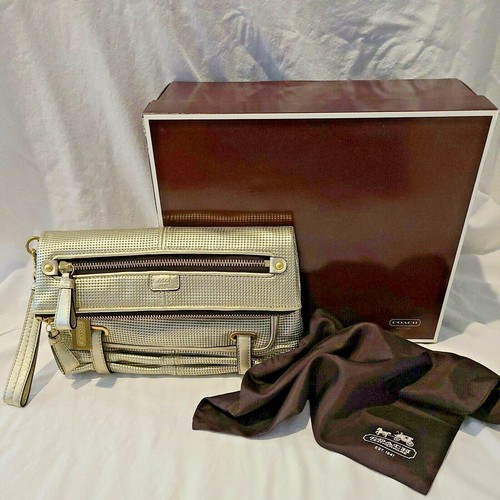 Frizione moto Coach oro testurizzata n. E0969 14091 nuovissima in scatola originale *RARA*