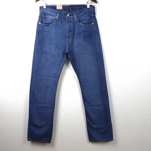 Levi's 501 Jeans Men's Size 32x32 Blue Denim 150 Anniversary Peace Sign - Picture 1 of 9