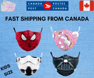 New Halloween Washable Adjustable Kids Face Mask Spider-man Star Wars Unicorn — 第 1/4 张图片