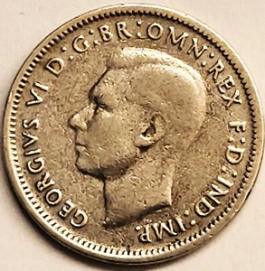 1948 Australian Shilling Ungaded Circulated .500 Fine Silver George VI - Picture 1 of 4