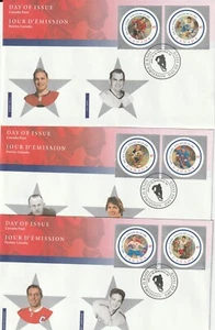 CANADA 2001 3 FDC HOCKEY STARS,BOBBY HULL-SYL APPS-JEAN BELIVEAU-TERRY SAWCHUK + - Picture 1 of 2