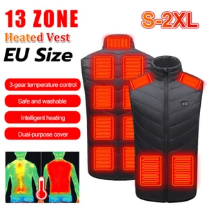 Heated Vest 13 Heating Zones For Men Women Warm Winter Electric Vest USB Thermal - Picture 1 of 28