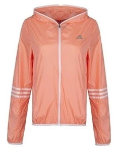 Adidas Ladies Response 3 Stripe Hooded full Zip Running Jacket Windbreaker UK 14 - Picture 1 of 6