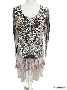 STYLE Langarmkleid mit Multi-Print und Netz Größe S Lagenlook - Bild 1 von 4