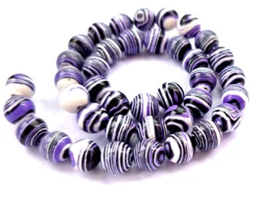 10mm Round Zebra Stripe Purple Agate Beads for Jewelry Making DIY 15" Strands - Picture 1 of 4