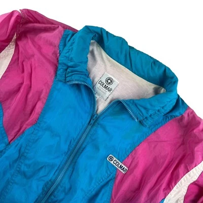 VTG Colmar Blue/Pink Nylon Blend Full-Zip Windbreaker Jacket • Italy • Medium - Image 1 of 4
