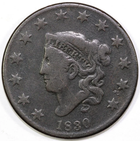 1830 1c N-7 Matron Head Large Cent Cover