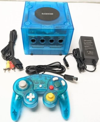 Nintendo GameCube Translucent Funtastic ICE BLUE Gaming Console System Bundle - Image 1 of 4