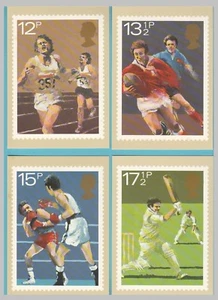 PHQ 47 - BRITISH POST OFFICE F.D.I. - SET OF 4 SPORTS CENTENARIES CARDS - 1980 - Imagen 1 de 2