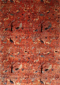 10x14 ft Birds Area Rug Afghan Hand Knotted 100% wool bedroom Rug Livingroom Rug - Picture 1 of 7