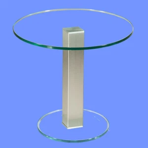 BRI-B1S Mesa auxiliar redonda o cuadrada vidrio 50cm altura Columna Acero Inoxidable - Imagen 1 de 31