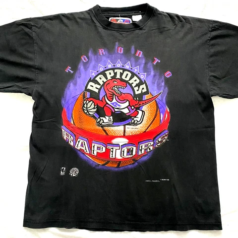 Vintage Toronto Raptors Magic Johnson Ts T-shirt Large Black 1994 Nba 90s Cover