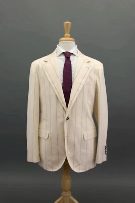 NWT $9100 Brunello Cucinelli "Sartoria Solomeo" Pinstripe 2Pc Suit 50/ 40US A252 - Image 1 of 4