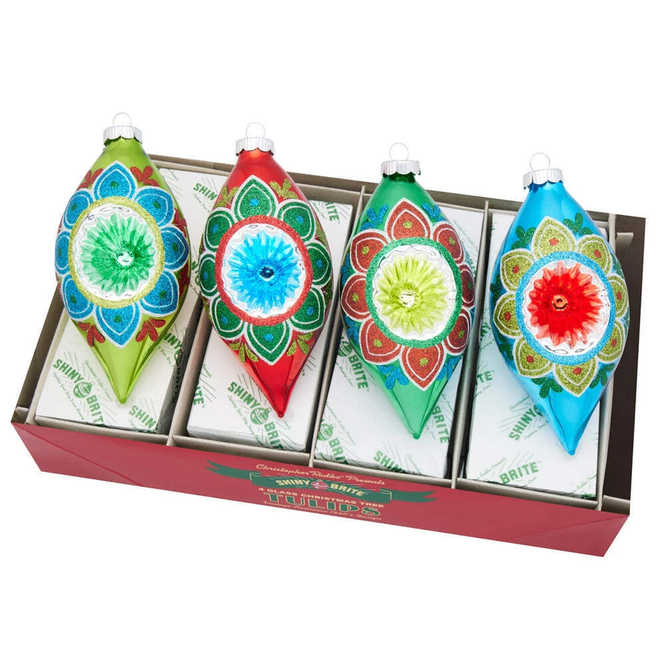 Juego de 4 adornos de tulipanes reflectores Holiday Splendor 7" Foto 1 de 1