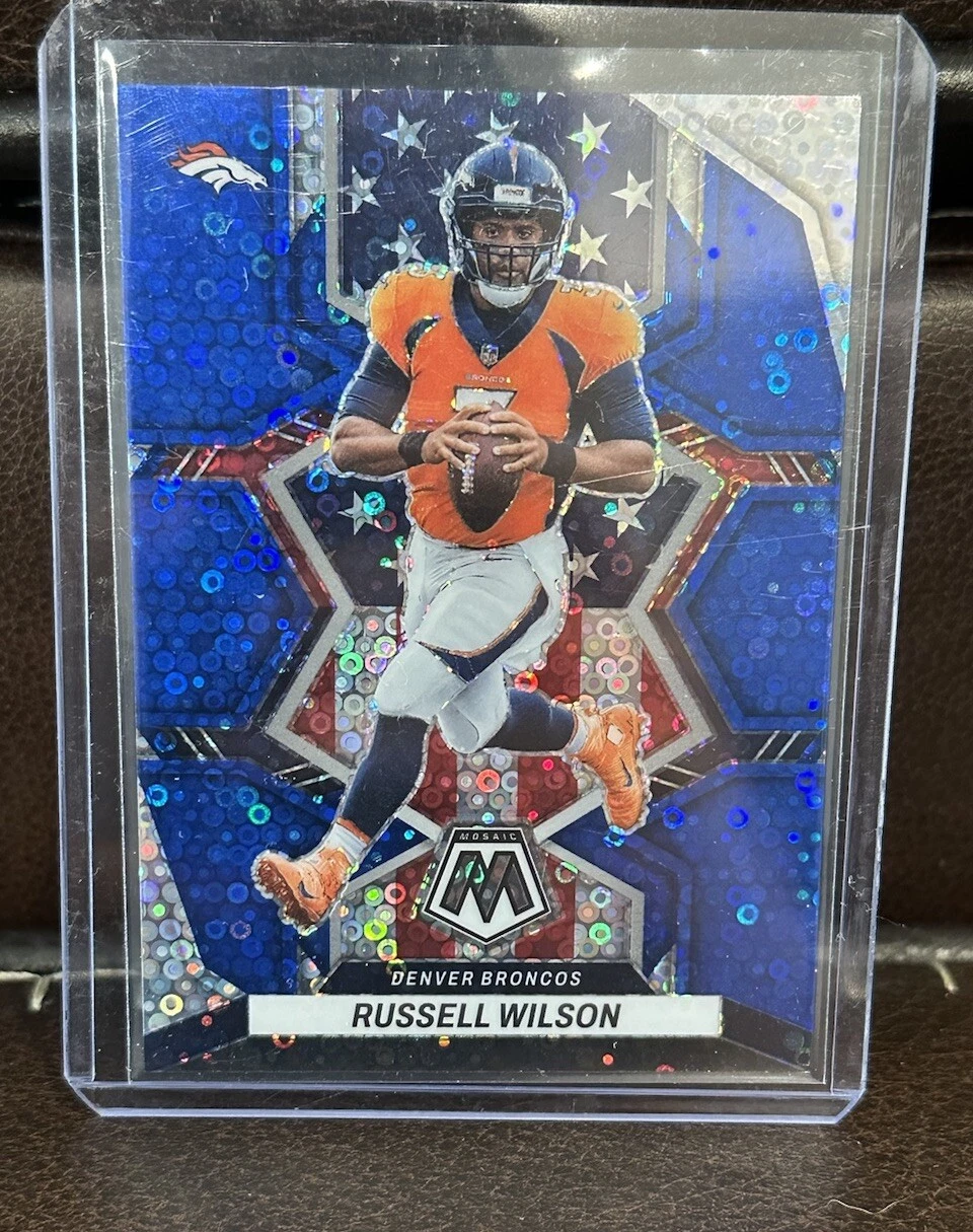 2022 Panini Mosaic Russell Wilson Blue Disco National Pride /75 Broncos