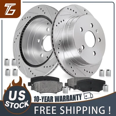 Rear Drilled Disc Brake Rotors Ceramic Pads Kit for 2010-2017 Chevrolet Equinox Foto 1 de 4