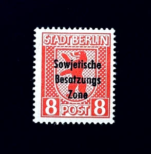 GERMANY Stamp - 1948 Russian Occupation Berlin Bear Overprint Mint OG LH r65 - Picture 1 of 2