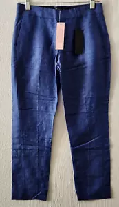 Banana Republic Women's Mid Rise Office Workwear Casual Cropped Leg Blue Pants - Picture 1 of 8