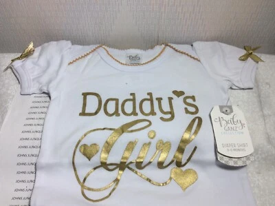 DIAPER SHIRT DADDY’S GIRL GANZ New in plastic Bag SIZE: 0-6 Months Cotton 100% - Image 1 of 4