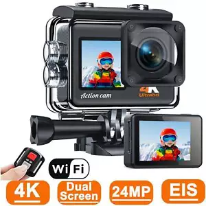 Campark 4K UHD 24MP WiFi Action Camera EIS Waterproof Underwater Cam Dual Screen - Picture 1 of 12