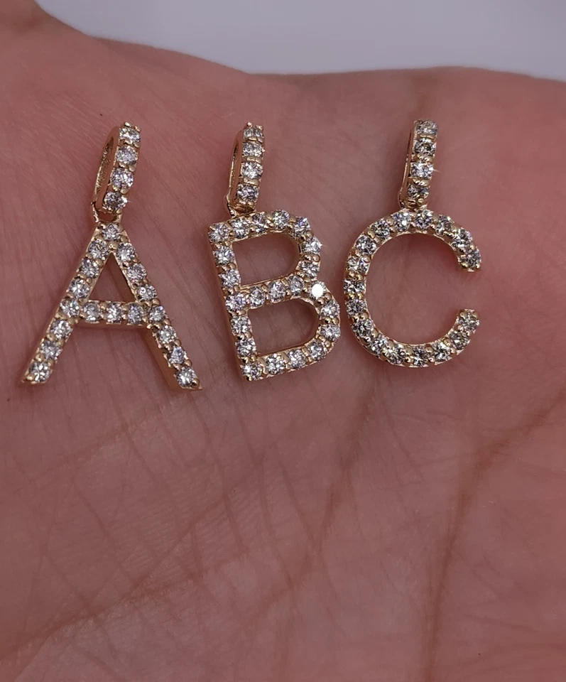 14Kt Gold Initial Letter 0.36 Ct Genuine Natural Diamond Pendant - Image 1 of 4