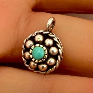 Vintage 925 Sterling Silber Seil Besatz Blau Türkis Charm Anhänger (2,8g) - Bild 1 von 3