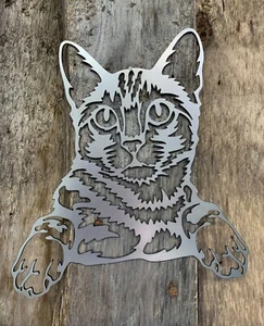 BENGAL GATO ARTE PARED JARDÍN ADORNO INTERIOR EXTERIOR OXIDADO ACERO SUAVE REGALO - Imagen 1 de 2