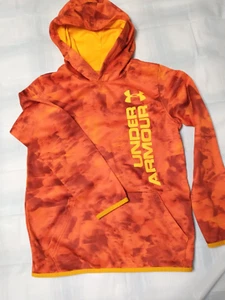 Boy's Under Armour Youth M Loose Fit Hoodie Pullover Cold Gear Orange Camo - Picture 1 of 4