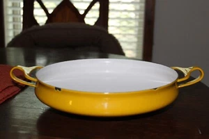 Vintage 1960 DANSK DESIGNS France IHQ Enamel 10” Paella Pan Kobenstyle - YELLOW - Picture 1 of 3